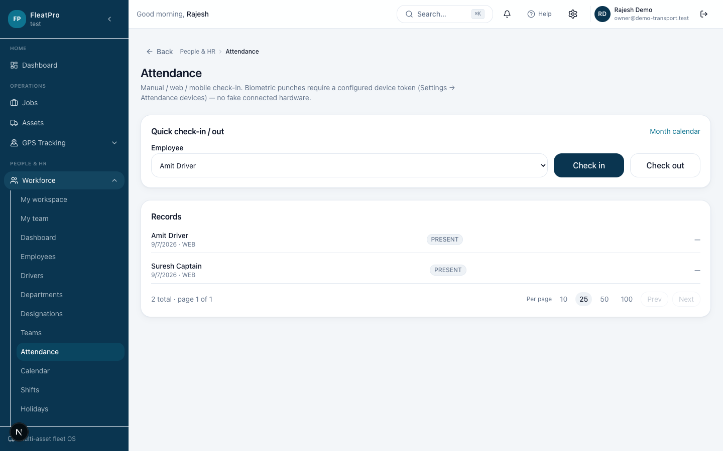 TransitMesh — Attendance