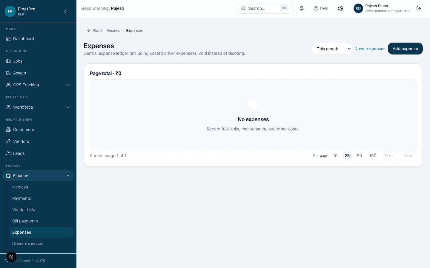 TransitMesh — Expenses